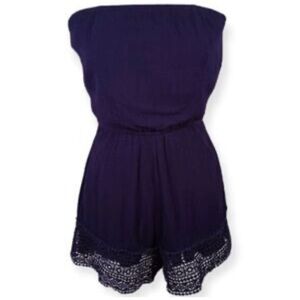 Xhilaration Navy Blue Strapless Romper Medium